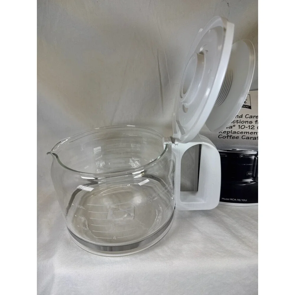 Melitta 10-12 Cup Replacement Coffee Carafe Glass White Handle RCA-10/12U